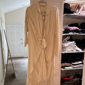 Mango Cream Long Sleeve Wrap Dress